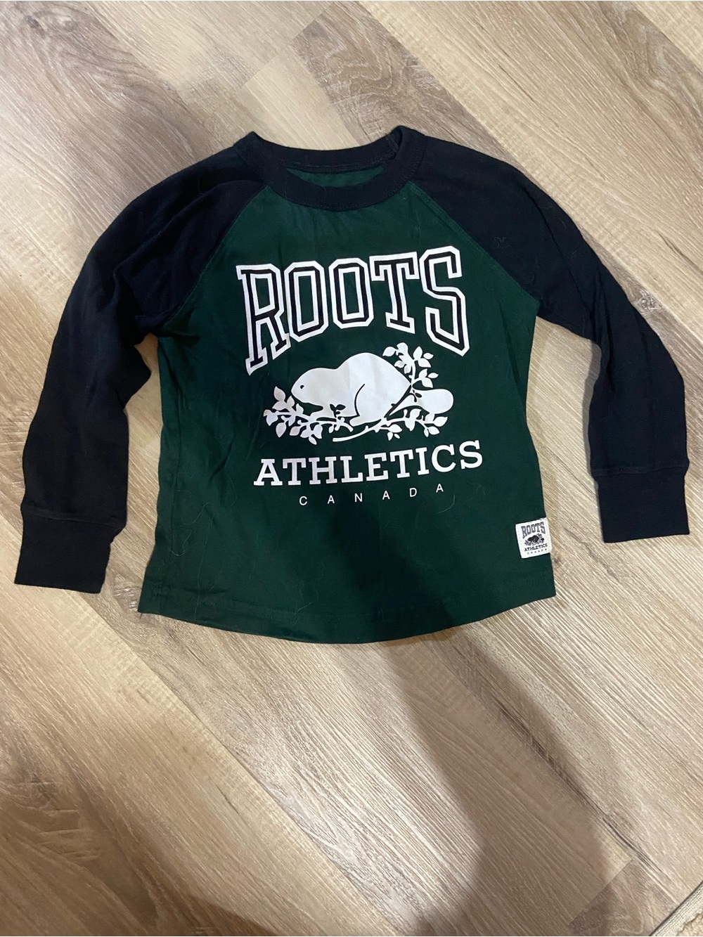 Roots Green and Black Kids Athletics Raglan Tee